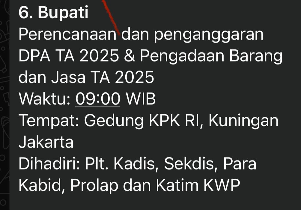 foto: Tangkapan Layar atau Screenshoot (SC) yang diperoleh media ini terkait Agenda Bupati Bogor, Rudy Susmanto, saat hari Kamis (19/06/2025) pekan lalu.