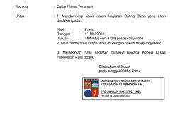 Bukan Melarang, Disdik Kota Bogor Malah Keluarkan Surat Perintah Untuk Outing Class SDN Kebon Pedes 01